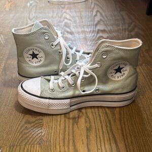 Converse Light Green High-Tops with White Accents